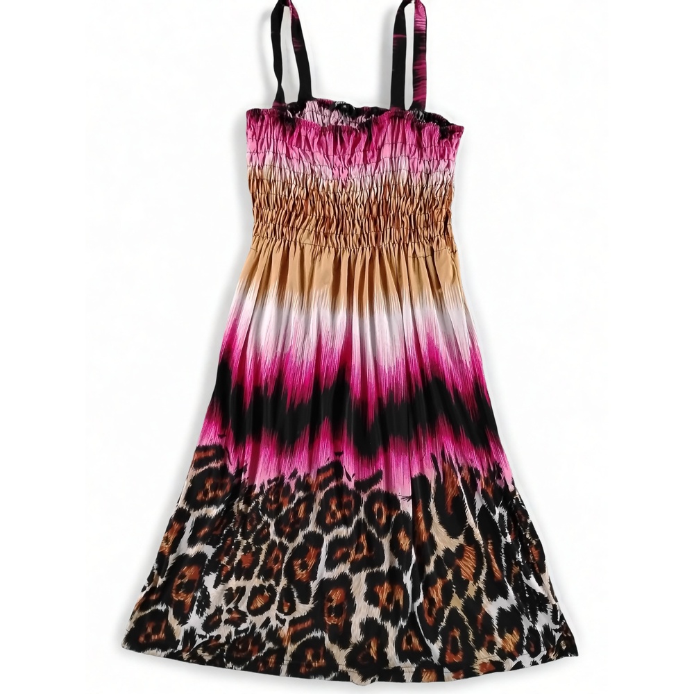 Just Love Smocked Bodice Midi Sun Dress Spaghetti Strap Boho Cottagecore